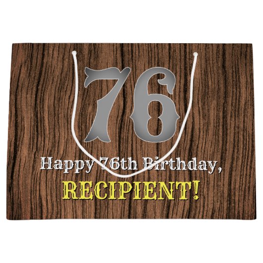 Grand Sac Cadeau 76e anniversaire : Pays inspiré par l'Ouest Look,  (Devant)