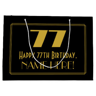 Grand Sac Cadeau 77e anniversaire — Art Déco Inspiré Look "77" & No