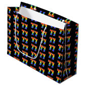 Grand Sac Cadeau 77e anniversaire : Fun Rainbow Event Numéro 77 Mot (Devant Angle)