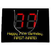 Grand Sac Cadeau 77ème anniversaire : Rouge Digital Clock Style "77 (Devant)