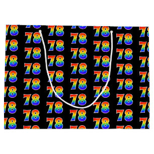 Grand Sac Cadeau 78e anniversaire : Fun Rainbow Event Numéro 78 Mot