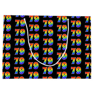 Grand Sac Cadeau 79e anniversaire : Fun Rainbow Event Number 79 Mot