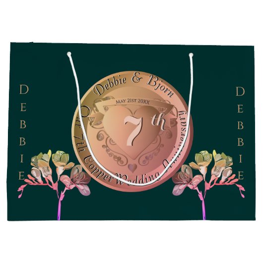 Grand Sac Cadeau 7e anniversaire Mariage Frésis en cuivre (Dos)