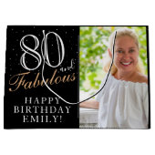 Grand Sac Cadeau 80 et fabuleux Elegant Black 80th Birthday Photo (Devant)