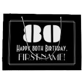 Grand Sac Cadeau 80e anniversaire ~ Art Déco Inspiré Look "80" + No (Dos)