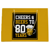 Grand Sac Cadeau 80e anniversaire Cheers & Bières à 80 ans (Devant)