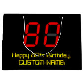 Grand Sac Cadeau 80e anniversaire : Rouge Digital Clock Style "80" (Devant)
