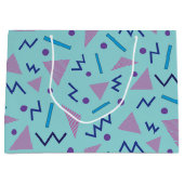 Grand Sac Cadeau 80s 90s Memphis style géométrique bleu (Devant)