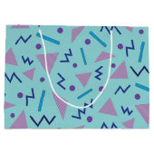 Grand Sac Cadeau 80s 90s Memphis style géométrique bleu (Dos)