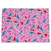 Grand Sac Cadeau 80s 90s Memphis style géométrique rose (Devant)