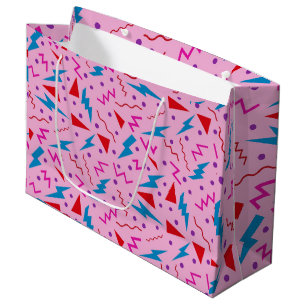 Grand Sac Cadeau 80s 90s style géométrique Memphis Rose 