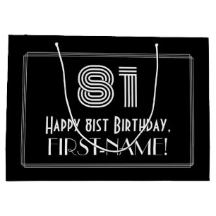 Grand Sac Cadeau 81e anniversaire — Art Déco Inspiré Look "81" & No