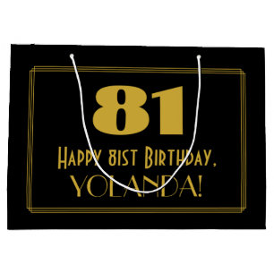 Grand Sac Cadeau 81e anniversaire — Art Déco Inspiré Look "81" & No