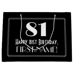 Grand Sac Cadeau 81e anniversaire : Art Déco Style inspiré "81", No