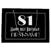 Grand Sac Cadeau 81e anniversaire : Art Déco Style inspiré "81", No (Dos)