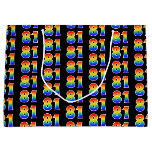 Grand Sac Cadeau 81e anniversaire : Fun Rainbow Event Numéro 81 Mot