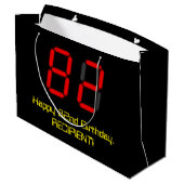 Grand Sac Cadeau 82e anniversaire : Rouge Digital Clock Style "82"  (Dos Angle)