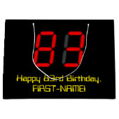Grand Sac Cadeau 83ème anniversaire : Rouge Digital Clock Style "83 (Devant)