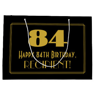 Grand Sac Cadeau 84e anniversaire — Art Déco Inspiré Look "84" & No
