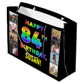 Grand Sac Cadeau 84e anniversaire : Rainbow Text, Custom Photos & N (Dos Angle)