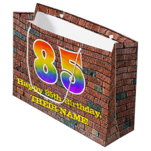 Grand Sac Cadeau 85e anniversaire : Amusant, arc-en-ciel inspiré pa