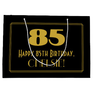 Grand Sac Cadeau 85e anniversaire — Art Déco Inspiré Look "85" & No
