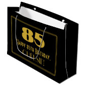 Grand Sac Cadeau 85e anniversaire — Art Déco Inspiré Look "85" & No (Devant Angle)