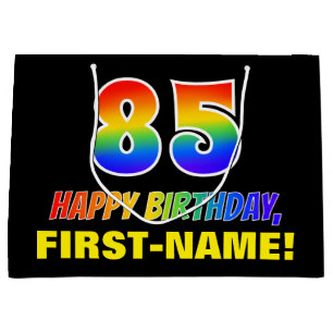 Grand Sac Cadeau 85e anniversaire : Bold, amusant, simple, arc-en-c