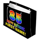 Grand Sac Cadeau 85e anniversaire : Bold, amusant, simple, arc-en-c (Devant Angle)