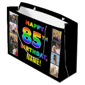 Grand Sac Cadeau 85e anniversaire : Rainbow Text, Custom Photos & N (Dos Angle)