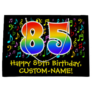 Grand Sac Cadeau 85e anniversaire - Symboles de musique colorée, a