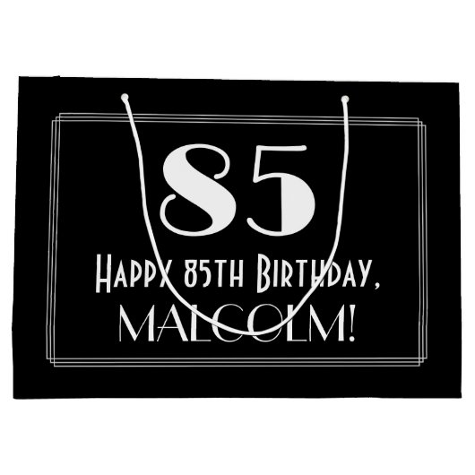 Grand Sac Cadeau 85ème anniversaire : Art Déco Style inspiré "85", (Dos)