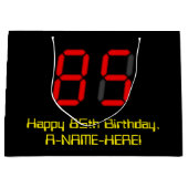 Grand Sac Cadeau 85ème anniversaire : Rouge Digital Clock Style "85 (Devant)