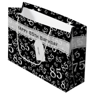 Grand Sac Cadeau 85th thème heureux de fête d'anniversaire noir et