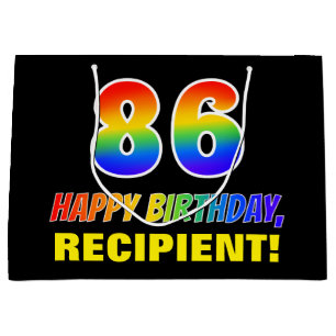 Grand Sac Cadeau 86e anniversaire : Bold, amusant, simple, arc-en-c