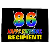 Grand Sac Cadeau 86e anniversaire : Bold, amusant, simple, arc-en-c (Dos)