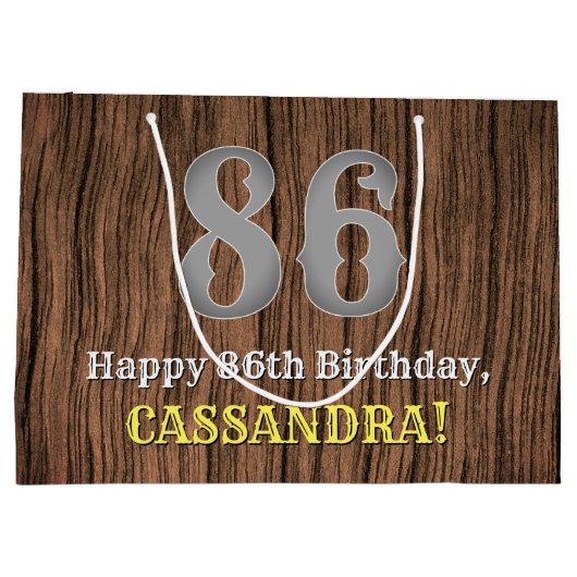 Grand Sac Cadeau 86e anniversaire : Pays inspiré par l'Ouest Look, (Dos)