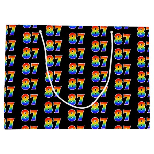 Grand Sac Cadeau 87e anniversaire : Fun Rainbow Numéro d'événement  (Dos)