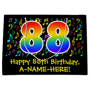 Grand Sac Cadeau 88e anniversaire - Symboles de musique colorée, Ar