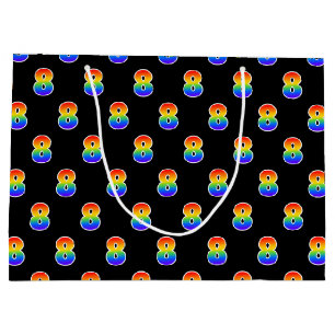 Grand Sac Cadeau 8e anniversaire : Fun Rainbow Event Numéro 8 Motif