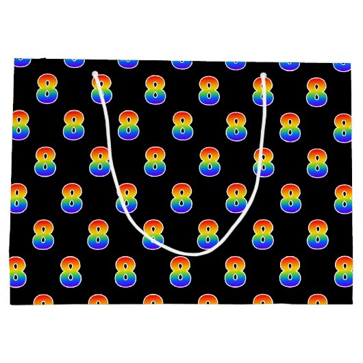 Grand Sac Cadeau 8e anniversaire : Fun Rainbow Event Numéro 8 Motif (Dos)