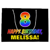 Grand Sac Cadeau 8e anniversaire : Gras, Amusant, Simple, Arc-en-ci (Dos)