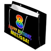 Grand Sac Cadeau 8e anniversaire : Gras, Amusant, Simple, Arc-en-ci (Devant Angle)