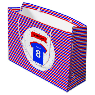 Grand Sac Cadeau 8e anniversaire personnalisé bleu rouge
