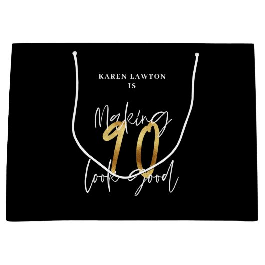 Grand Sac Cadeau 90 ans d'or (Devant)