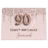 Grand Sac Cadeau 90e anniversaire blush rose parties scintillant go (Devant)