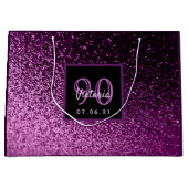 Grand Sac Cadeau 90e anniversaire parties scintillant rose violet (Devant)
