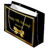 Grand Sac Cadeau 90e anniversaire sur fond noir d'arc (Devant Angle)