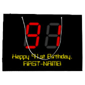 Grand Sac Cadeau 91e anniversaire : Rouge Digital Clock Style "91"  (Dos)