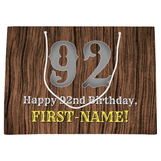 Grand Sac Cadeau 92e anniversaire : Pays inspiré par l'Ouest Look,  (Devant)